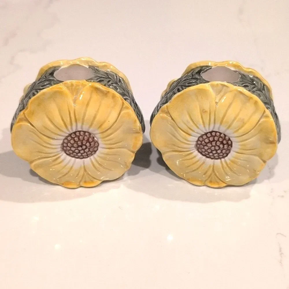 Vintage Figural Sunflower Candleholders, Set of 2 Made in Japan